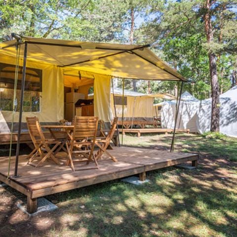 Canvas and wooden tent 4 persons - 2-bedroom Marquise tent