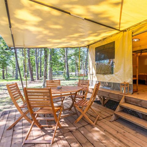 TENDA IN TELA E LEGNO 4 persone - Tenda Marquise con 2 camere da letto