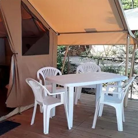 Canvas and wooden tent 5 persons - Lodge tent Cabanon on stilts 2 bedrooms