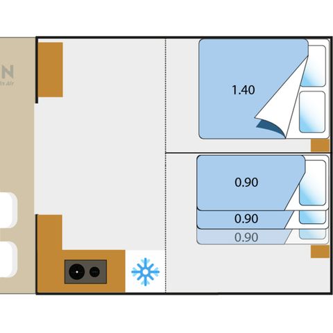 TENDA IN TELA E LEGNO 5 persone - Tenda lodge Cabanon su palafitte 2 camere da letto