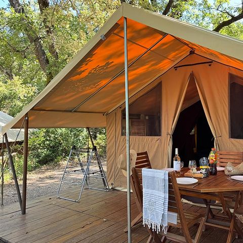 Tenda in tela e legno 5 persone - Tenda lodge Cabanon su palafitte 2 camere da letto