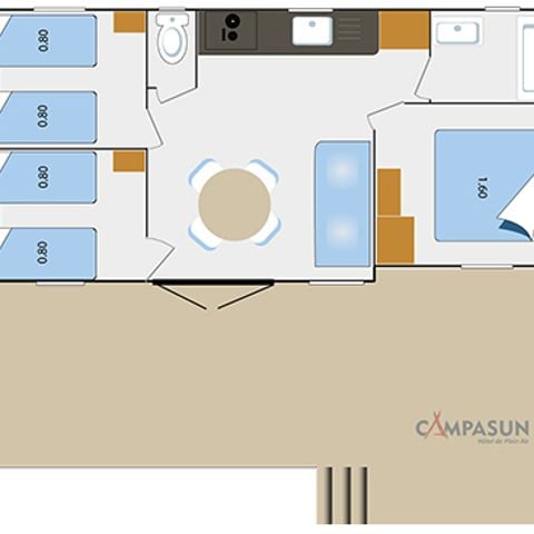 MOBILHOME 6 personnes - Cottage Premium - 6 pers. 3 chambres - climatisation + Lave vaiselle