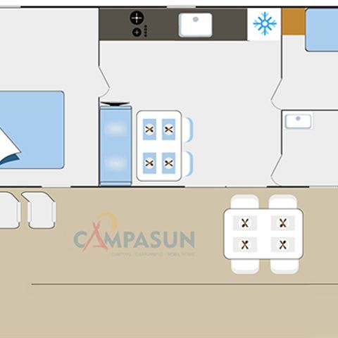 MOBILHOME 4 personnes - Cottage PMR adapté pour personnes à mobilité réduite - 30m² - 2 chambres