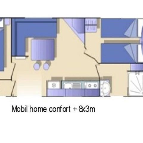 MOBILHOME 4 personnes - Confort Climatisé - 2 ch - 3 x 8m / Palmier et Olivier