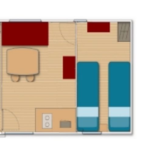 STACARAVAN 4 personen - Zonder geklimatiseerd sanitair - 2 slaapkamers - 3 x 6m / Garrigue