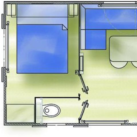Mobile home 4 persons - MOBIL HOME Air conditioned - 2 bedrooms - 3.40 x 7.80m / Green Oak