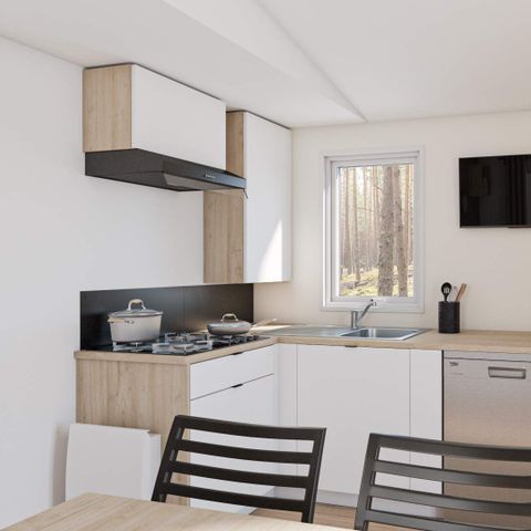 CASA MOBILE 2 persone - MOBIL HOME Premium Aria condizionata - TV - Lavastoviglie - 1 letto - 20m²/ Santoline