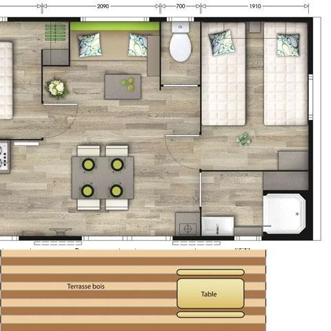 STACARAVAN 4 personen - 2 comfort kamers (-8 jaar) + Airco + TV