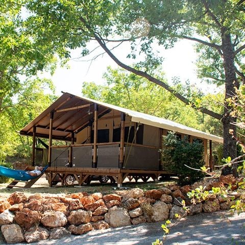 Tente en toile et en bois 4 personnes - Eco Lodge Verdon - 34m² - 2 chambres (sans sanitaires)