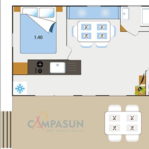 CASA MOBILE 6 persone - Cottage Confort 3 camere da letto + aria condizionata + lavastoviglie