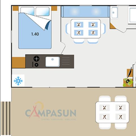 Mobilheim 6 personen - Cottage Confort 3 Zimmer + Klimaanlage + Geschirrspülmaschine