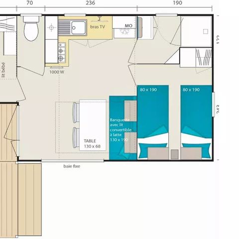 Mobile home 4 persons - Premium 3 Rooms 4 People Air-conditioned + TV