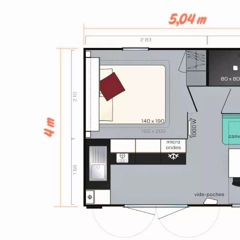 MOBILE HOME 2 people - Premium 2 Rooms 2 People Air-conditioned + TV