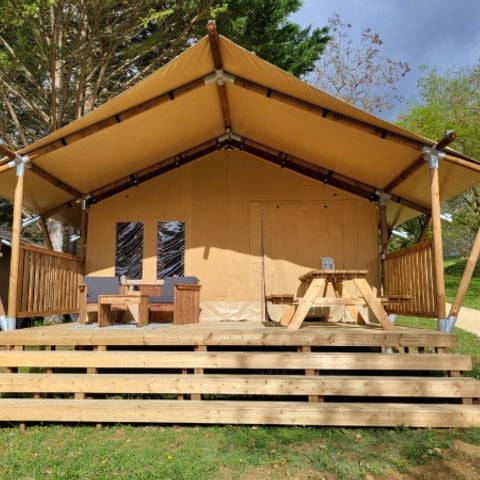 TENTE TOILE ET BOIS 4 personnes - Tente safari 4p avec sanitaires