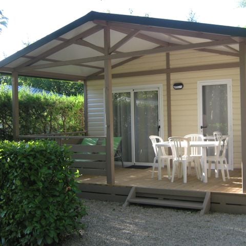 CHALET 5 personnes - Chalet Soléa Confort 40m² - 2 chambres + climatisation + TV - dont terrasse couverte de 13m² 1/5 pers