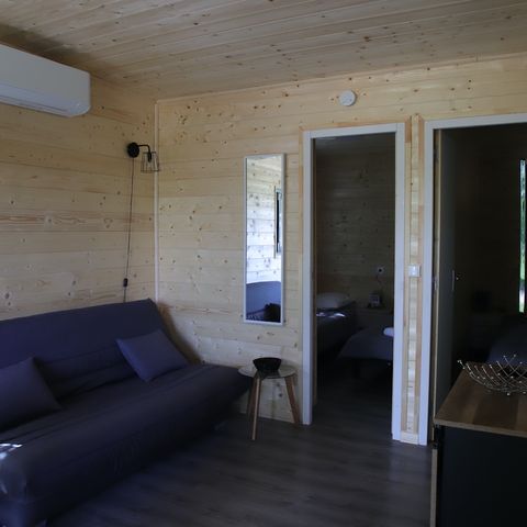 CHALET 5 personnes - COTTAGE PREMIUM 2ch - clim - LV - TV - BBQ-Ménage*,draps,draps de bain - 35m2+terrasse couverte 12m2