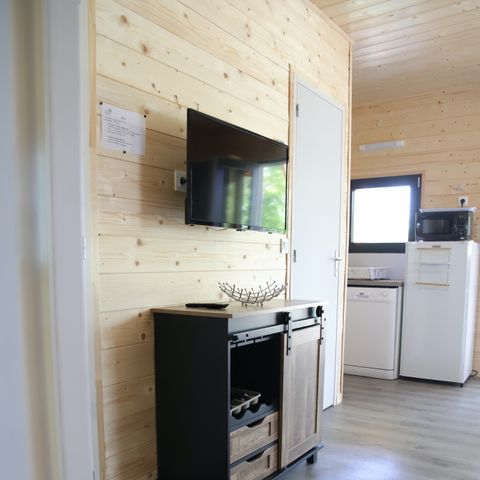 CHALET 5 personnes - COTTAGE PREMIUM 2ch - clim - LV - TV - BBQ-Ménage*,draps,draps de bain - 35m2+terrasse couverte 12m2