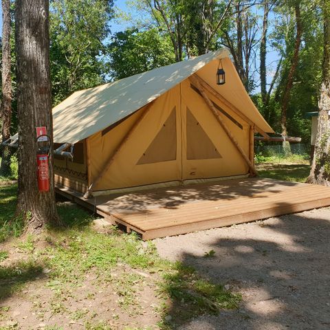 TIENDA DE LONA Y MADERA 7 personas - Albergue Crusoe