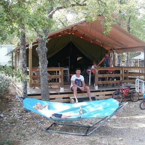 TENTE TOILE ET BOIS 5 personnes - Freeflower Standard 37m² (2 chambres) - terrasse incluse 10m²