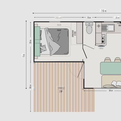 BUNGALOW 5 personnes - MOBIL HOME 28m2 confort+ 2chb 5 pers