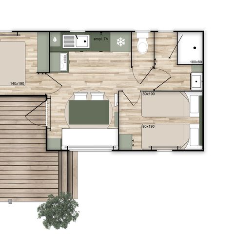 MOBILE HOME 4 people - Cottage Prémium_4p air-conditioned