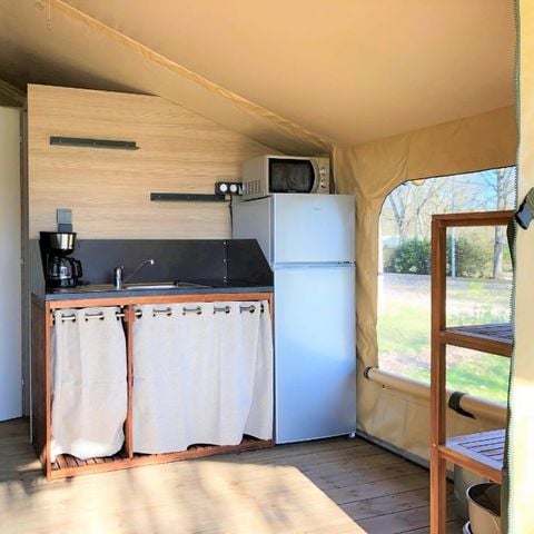 Tent van canvas en hout 5 personen - Bali Lodge met sanitair