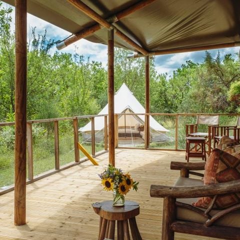 Tente en toile et en bois 6 personnes - Lodge Maasai Mara - 31 m² + 12.5 m² + terrasse 23 m²