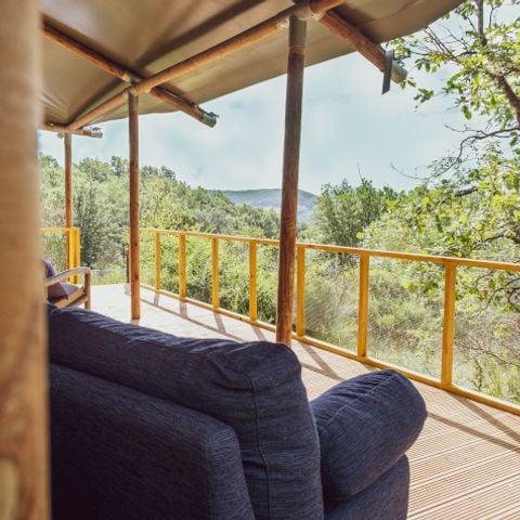 Tente en toile et en bois 7 personnes - Lodge Samburu - 31 m² + 12.5 m² + terrasse 23 m²