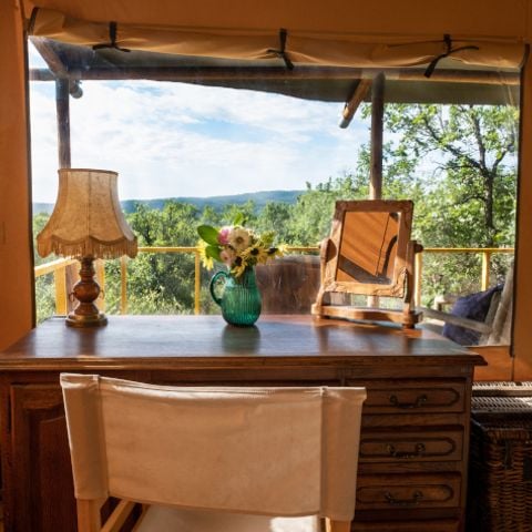Tente en toile et en bois 7 personnes - Lodge Samburu - 31 m² + 12.5 m² + terrasse 23 m²