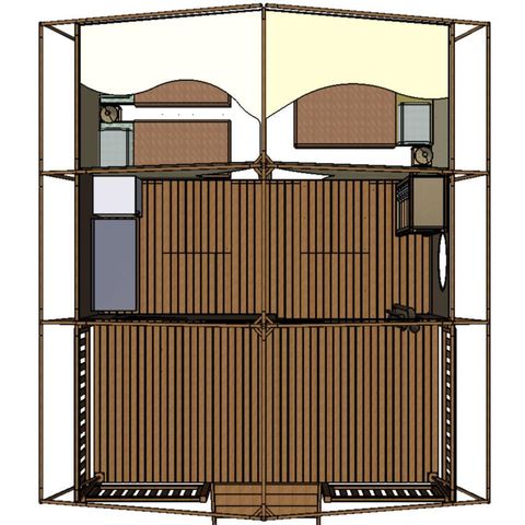 CANVAS AND WOOD TENT 5 people - Canvas bungalow CANADA 2 bedrooms + covered terrace
