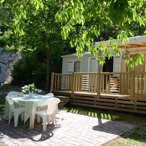 Stacaravan 6 personen - Résidence LOUISIANE Comfort 3 slaapkamers + Half overdekt terras + TV