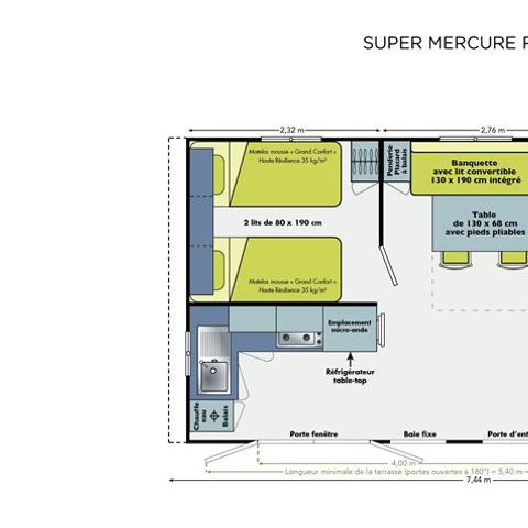 Mobilheim 4 personen - MH2 PARADIS 30 m², mit Sanitäranlagen