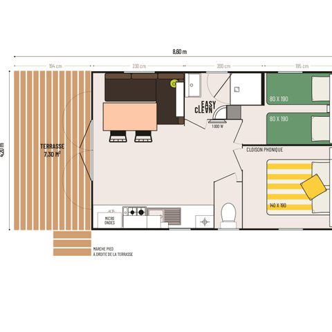 Mobile home 4 persons - 2 bedrooms Loggia Bay Confort 25m² air-conditioned