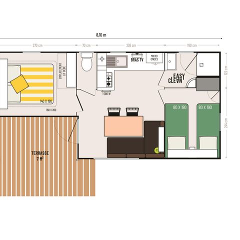 Mobile home 4 persons - 2 bedrooms Loggia Confort 24m² - air conditioning