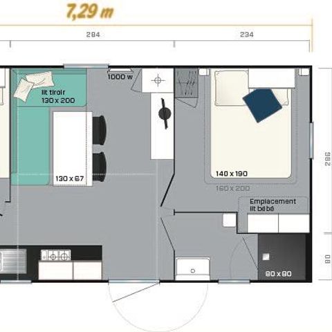 Mobile home 4 persons - 2 rooms Super Mercure Confort 30m², baby cot space