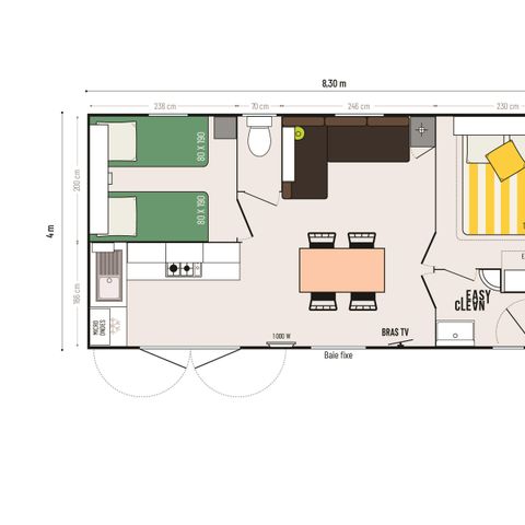 Mobile home 4 persons - 2 rooms Family Plus Confort 30m² - air conditioning