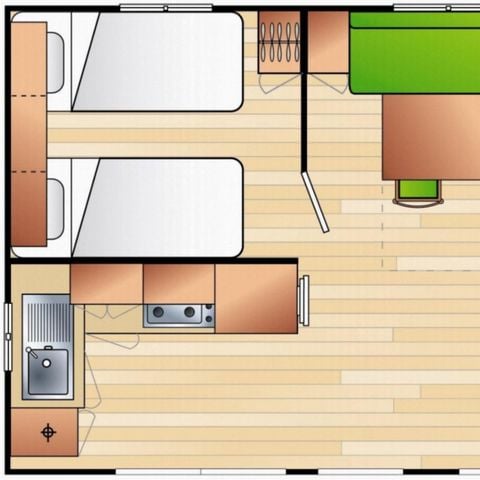 Stacaravan 6 personen - met 2 slaapkamers en airconditioning