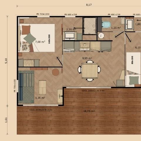 Casa mobile 4 persone - Cottage Farniente Lusso 2 Camere da letto climatizzate
