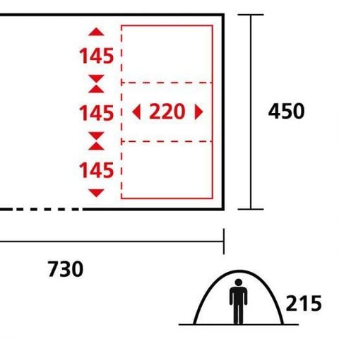 Tente en toile et en bois 4 personnes - Tente prêt à camper 28 m² - terrasse semi-couverte - sans sanitaire