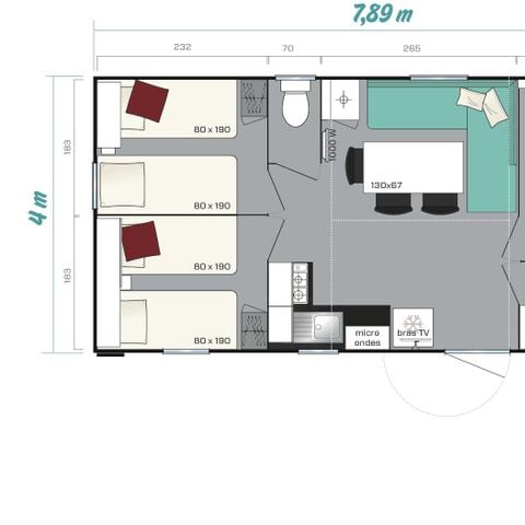 MOBILHOME 6 personas - Mobil home Titania 3 dormitorios