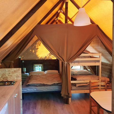Tente en toile et en bois 5 personnes - Amazone Lodge, sans sanitaires