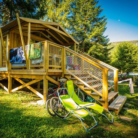 Accommodatie 7 personen - Cabane Lodge Premium sur pilotis 32m² - 2 kamers (met badkamer) + terras + TV 4/7 pers.