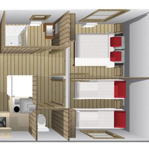 Accommodatie 7 personen - Cabane Lodge Premium sur pilotis 32m² - 2 kamers (met badkamer) + terras + TV 4/7 pers.