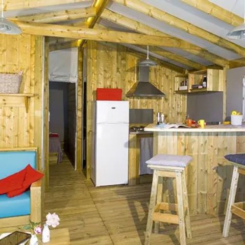 Accommodatie 7 personen - Cabane Lodge Premium sur pilotis 32m² - 2 kamers (met badkamer) + terras + TV 4/7 pers.