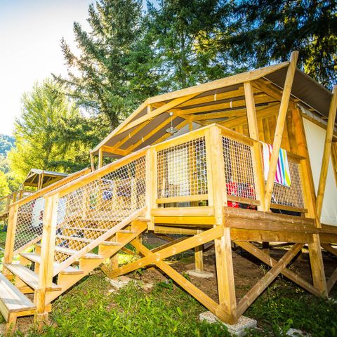 Accommodatie 7 personen - Cabane Lodge Premium sur pilotis 32m² - 2 kamers (met badkamer) + terras + TV 4/7 pers.