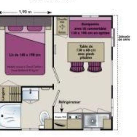 MOBILHOME 3 personnes - Mobil-home Astria Standard 16 m² - 1 chambre + terrasse couverte + TV 2/3 pers