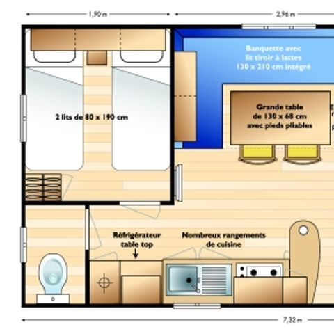 Mobile home 6 persons - Mobile-home Mercure Confort 28m² - 2 bedrooms + covered terrace 4/6 pers