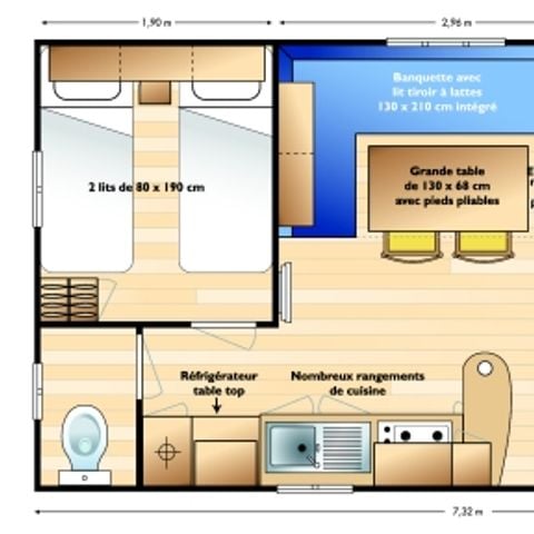 Mobilheim 6 personen - Mobilheim Mercure Confort 28m² - 2 Zimmer + überdachte Terrasse 4/6 Pers.