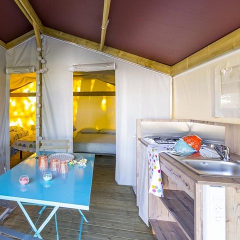 TENTE TOILE ET BOIS 5 personnes - Freeflower Standard 30m² - 2 chambres (sans sanitaires) 2/5 pers