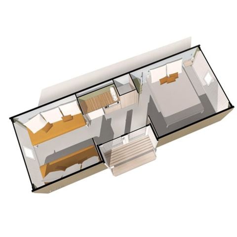 Glampingtent 4 personen - Coco Sweet 16m² - 2 kamers (zonder badkamer) - Riverside 2/4 pers